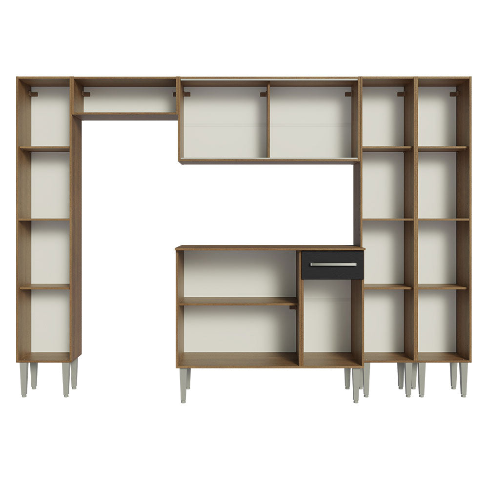 Combo completo de Cocina 261cm Marrón/Negro Emilly Madesa 06