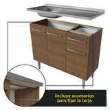 Combo completo de Cocina 293cm con Bacha de acero, Marrón Emilly 09