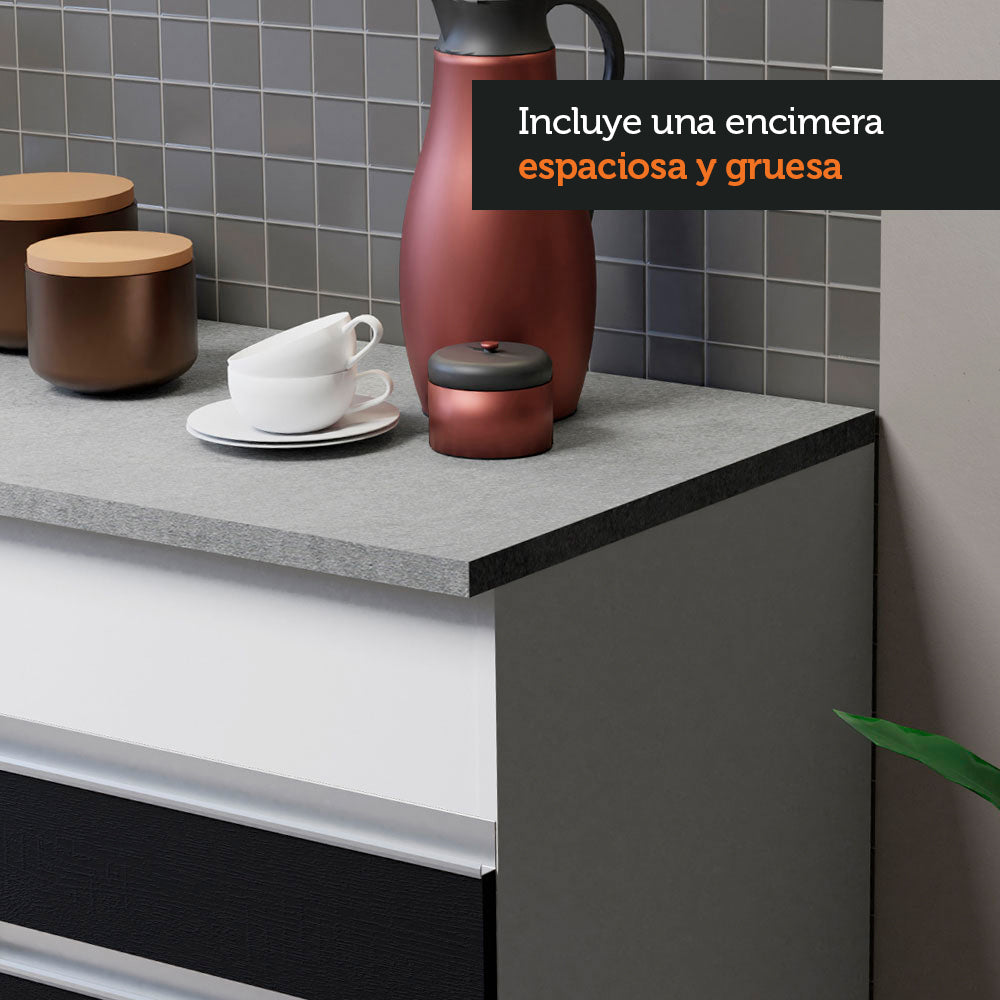 Combo de Cocina 150cm Madesa Glamy Blanco/Negro 01