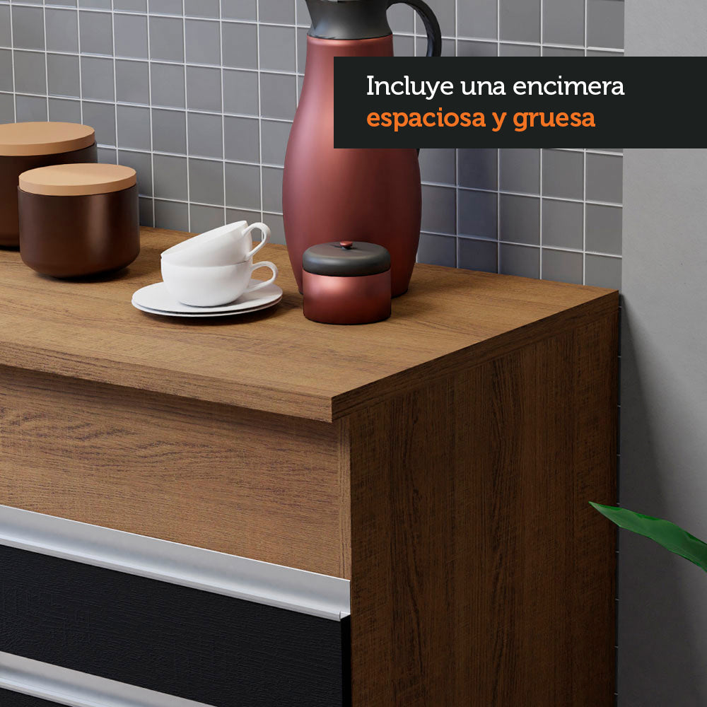 Combo de Cocina 150cm Glamy Madesa 01 Marrón/Negro