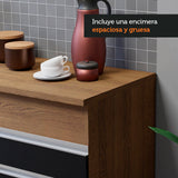 Combo de Cocina 150cm Glamy Madesa 01 Marrón/Negro
