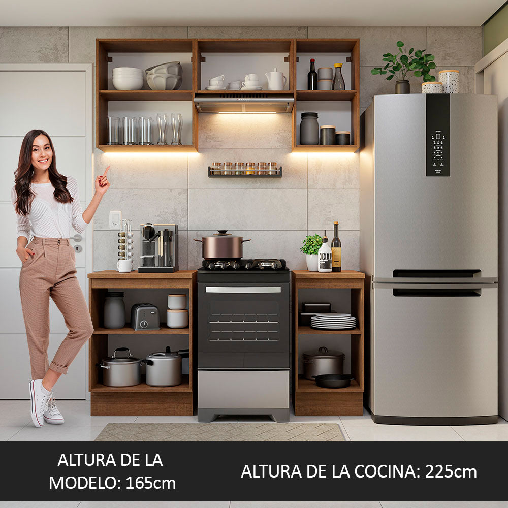 Cocina Compacta 160 cm 5 Puertas Marrón Glamy Madesa
