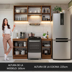Cocina Compacta 160 cm 5 Puertas Marrón Glamy Madesa