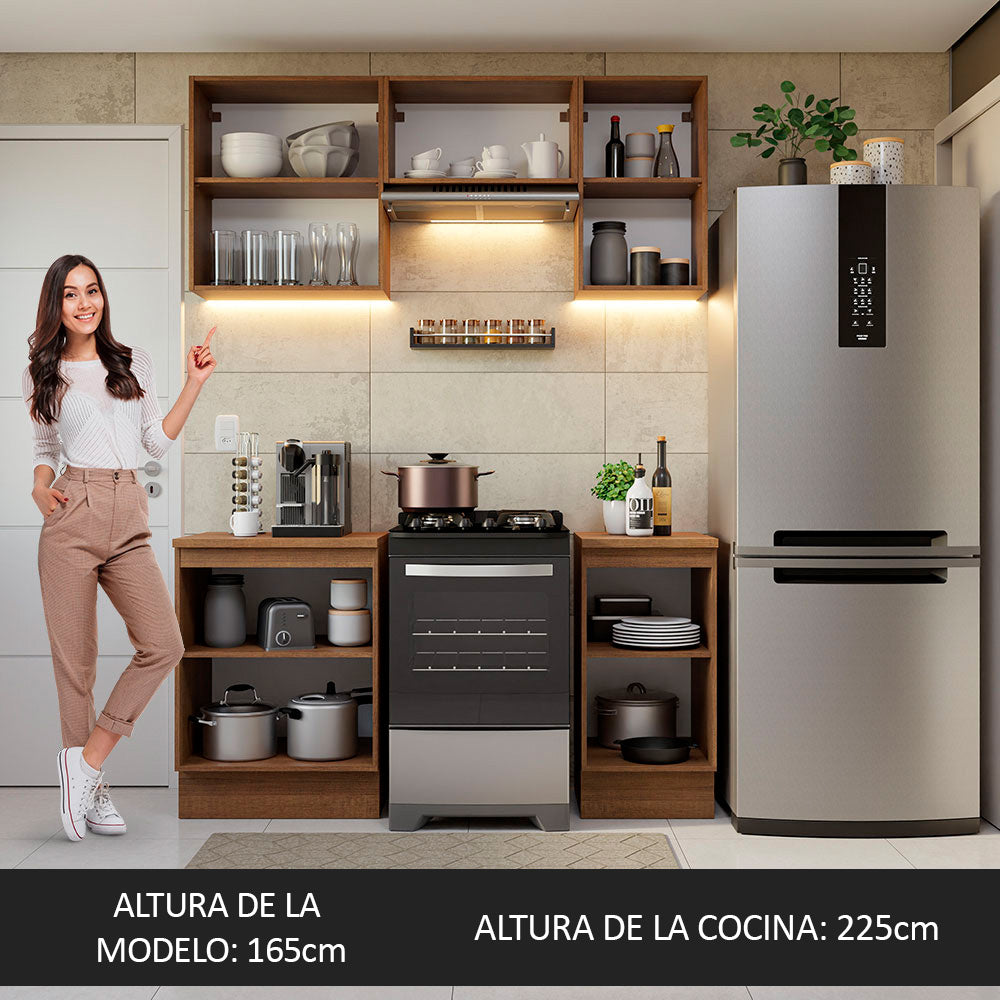 Combo de Cocina 160cm Marrón/Blanco Glamy Madesa 07