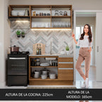 Cocina Compacta 180 cm 5 Puertas 3 Cajones Sin Mesada Marrón Glamy Madesa