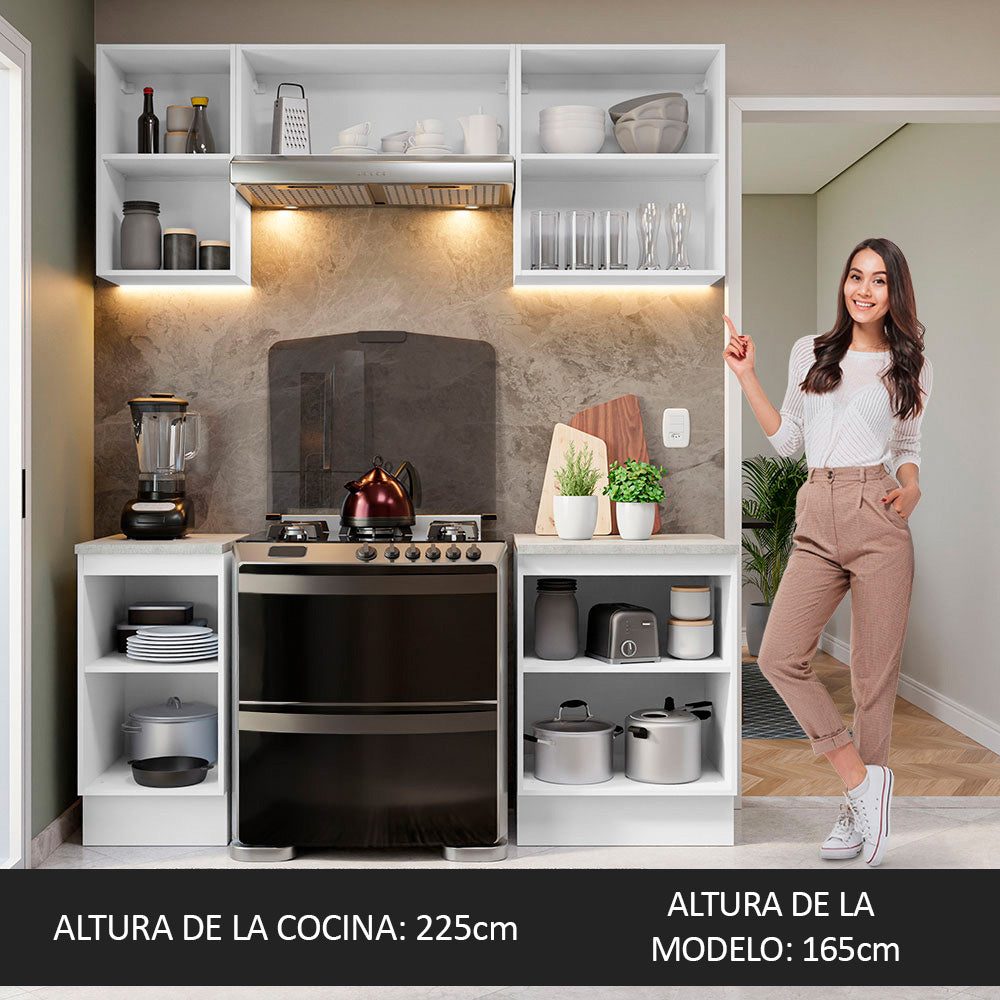 Combo de Cocina 180cm Glamy Madesa - Blanco/Marrón