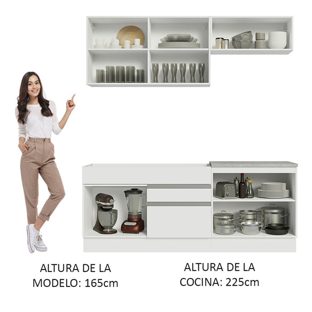 Combo de Cocina 200cm Glamy Madesa 07 - Blanco