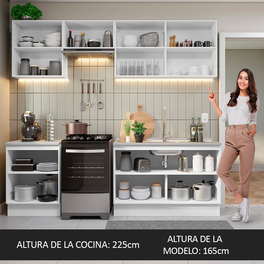 Combo completo de Cocina Madesa 09 Glamy 240cm - Blanco/Marrón