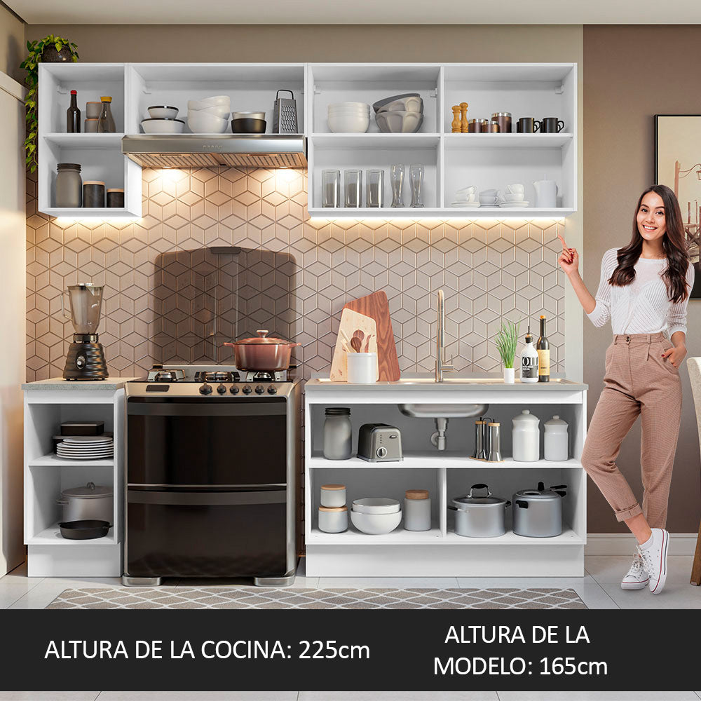 Combo completo de Cocina 240 cm 7 Puertas Sin Mesada Blanco Glamy Madesa 10
