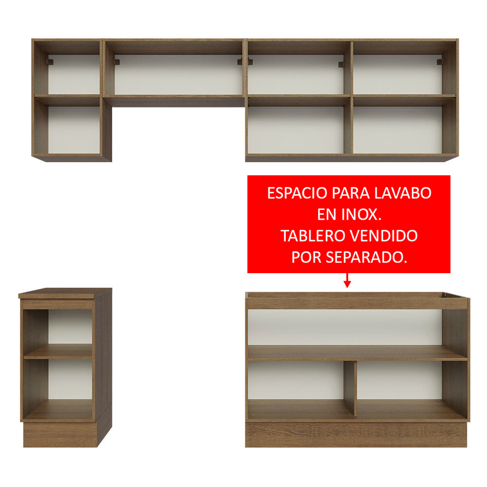 Combo completo de Cocina 240 cm 7 Puertas Sin Mesada Marrón Glamy Madesa 10