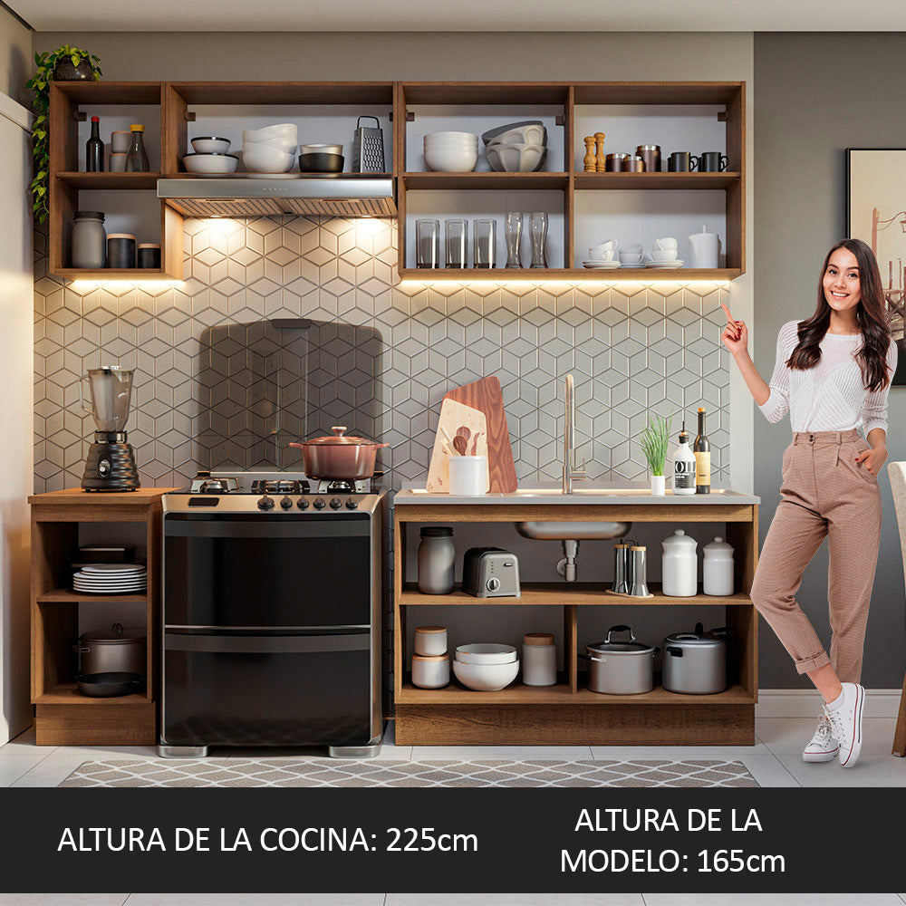 Combo completo de Cocina 240cm Glamy Madesa 10 Marrón/Blanco