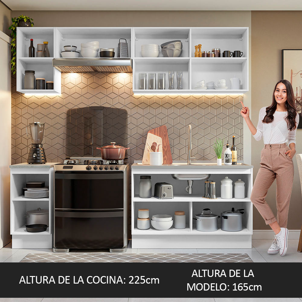 Combo completo de Cocina 240 cm 7 Puertas Sin Mesada Blanco/Negro Glamy Madesa 10