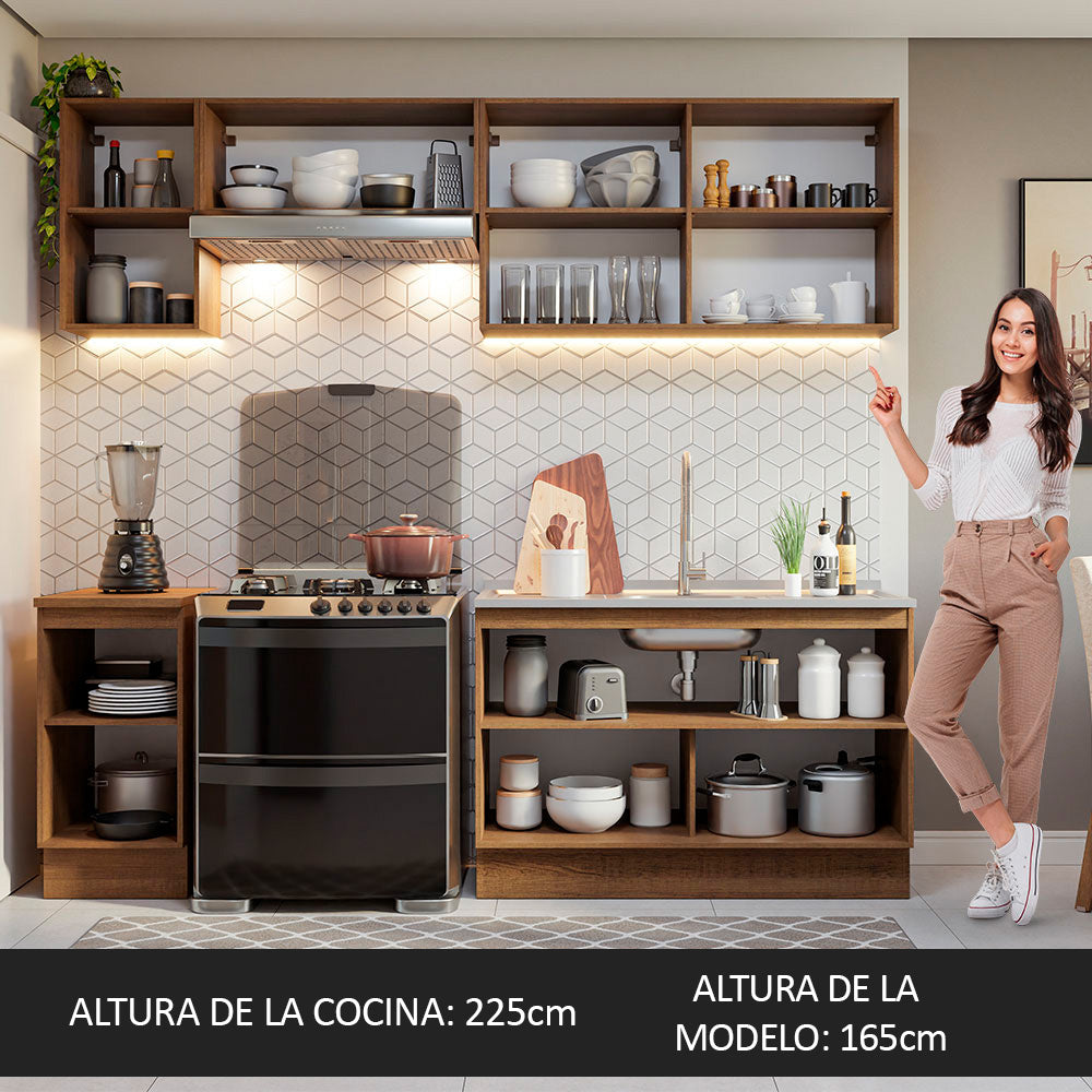 Combo completo de Cocina Glamy Madesa 240cm - Marrón/Negro
