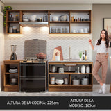 Combo completo de Cocina Glamy Madesa 240cm - Marrón/Negro