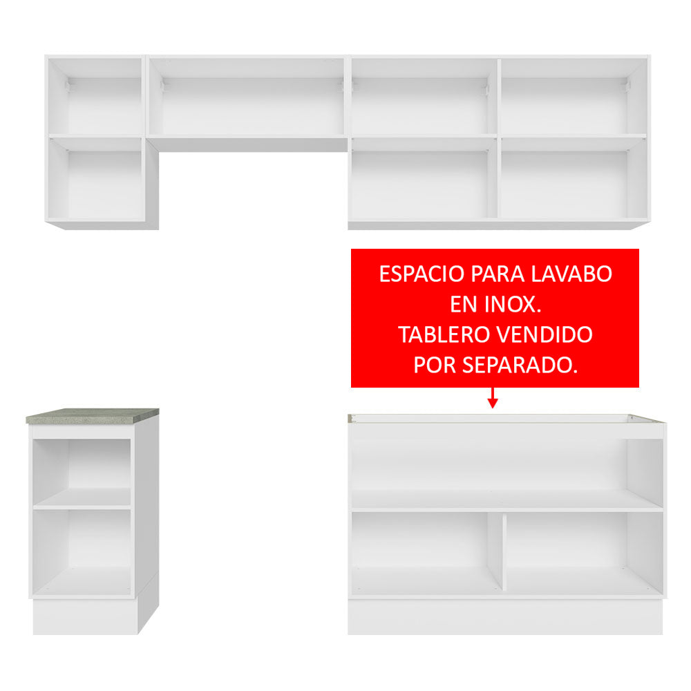 Combo completo de Cocina 240 cm 7 Puertas Sin Mesada Blanco/Marrón Glamy Madesa 10