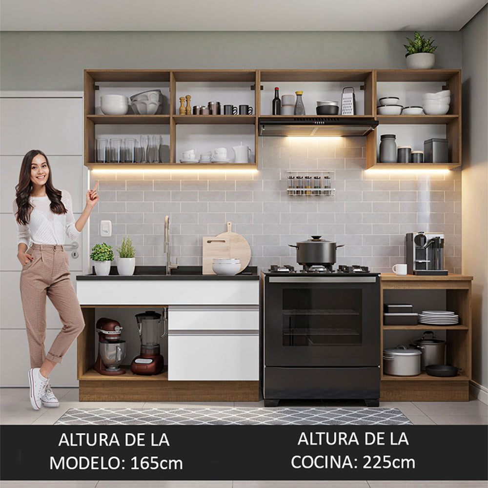 Combo completo de Cocina 260cm Marrón/Blanco Glamy Madesa 04