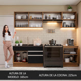 Combo completo de Cocina Glamy Madesa 260cm - Marrón/Negro