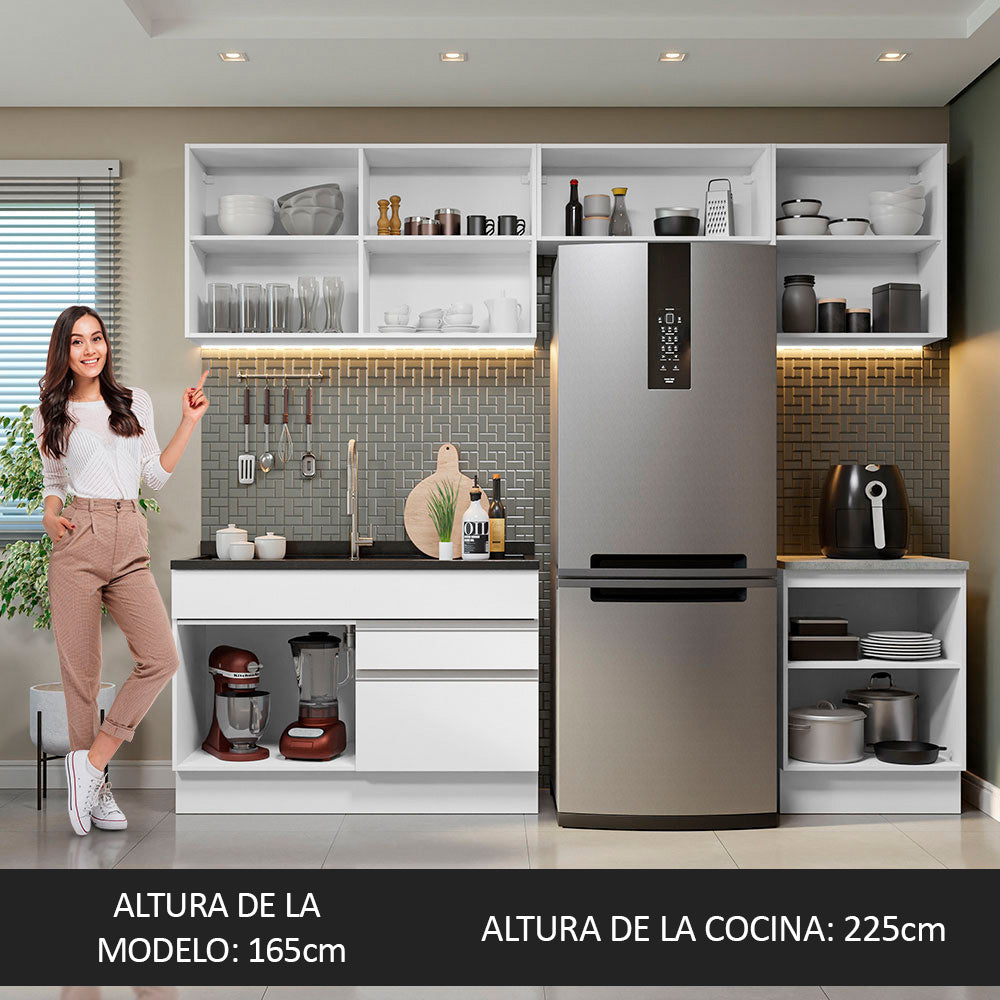 Combo completo de Cocina Glamy Madesa 260cm - Blanco
