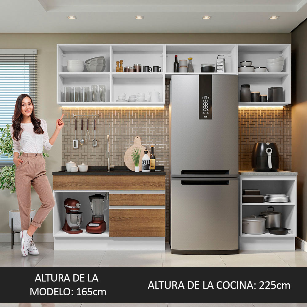 Combo completo de Cocina Glamy Madesa Blanco/Marrón 260cm