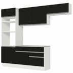 Combo completo de Cocina 270 cm 7 Puertas 2 Cajones Blanco/Negro Glamy Madesa