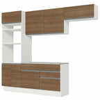 Combo completo de Cocina 270 cm 7 Puertas 2 Cajones Blanco/Marrón Glamy Madesa