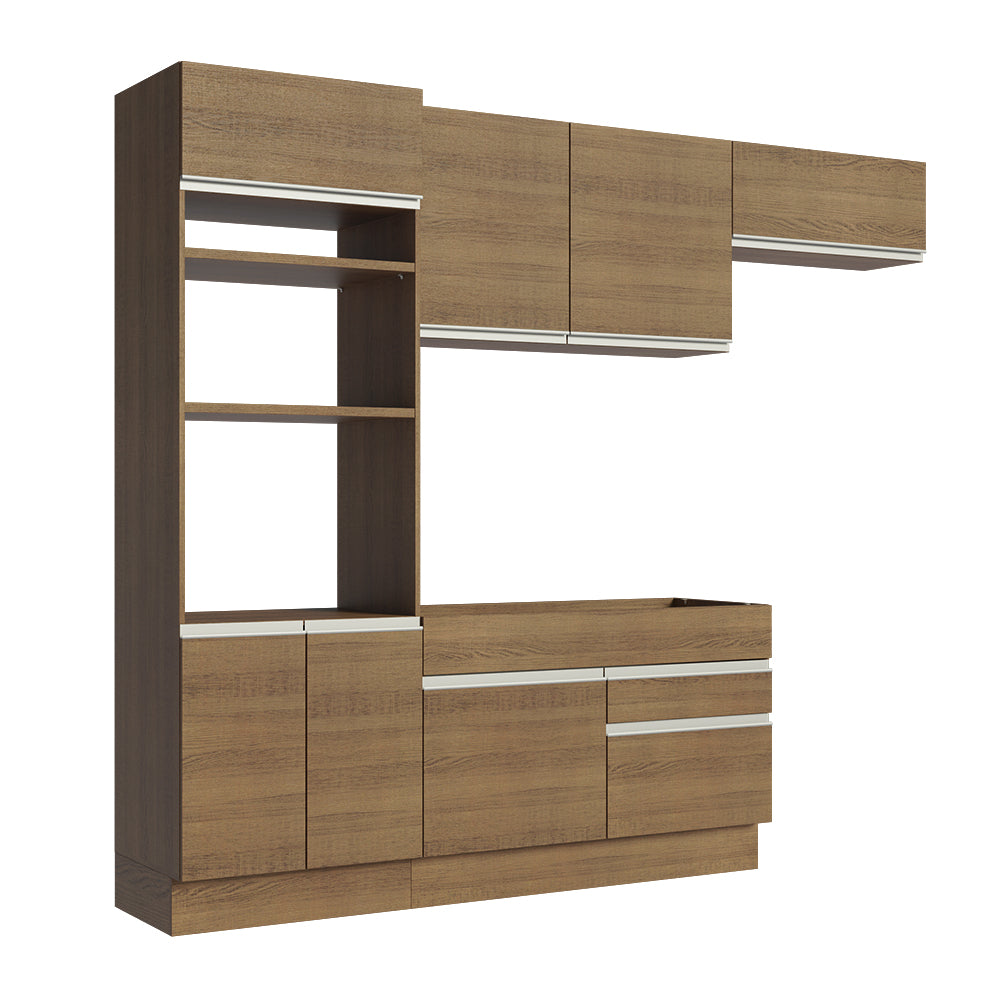 Combo completo de Cocina 270 cm 7 Puertas 2 Cajones Sin Mesada Marrón Glamy Madesa