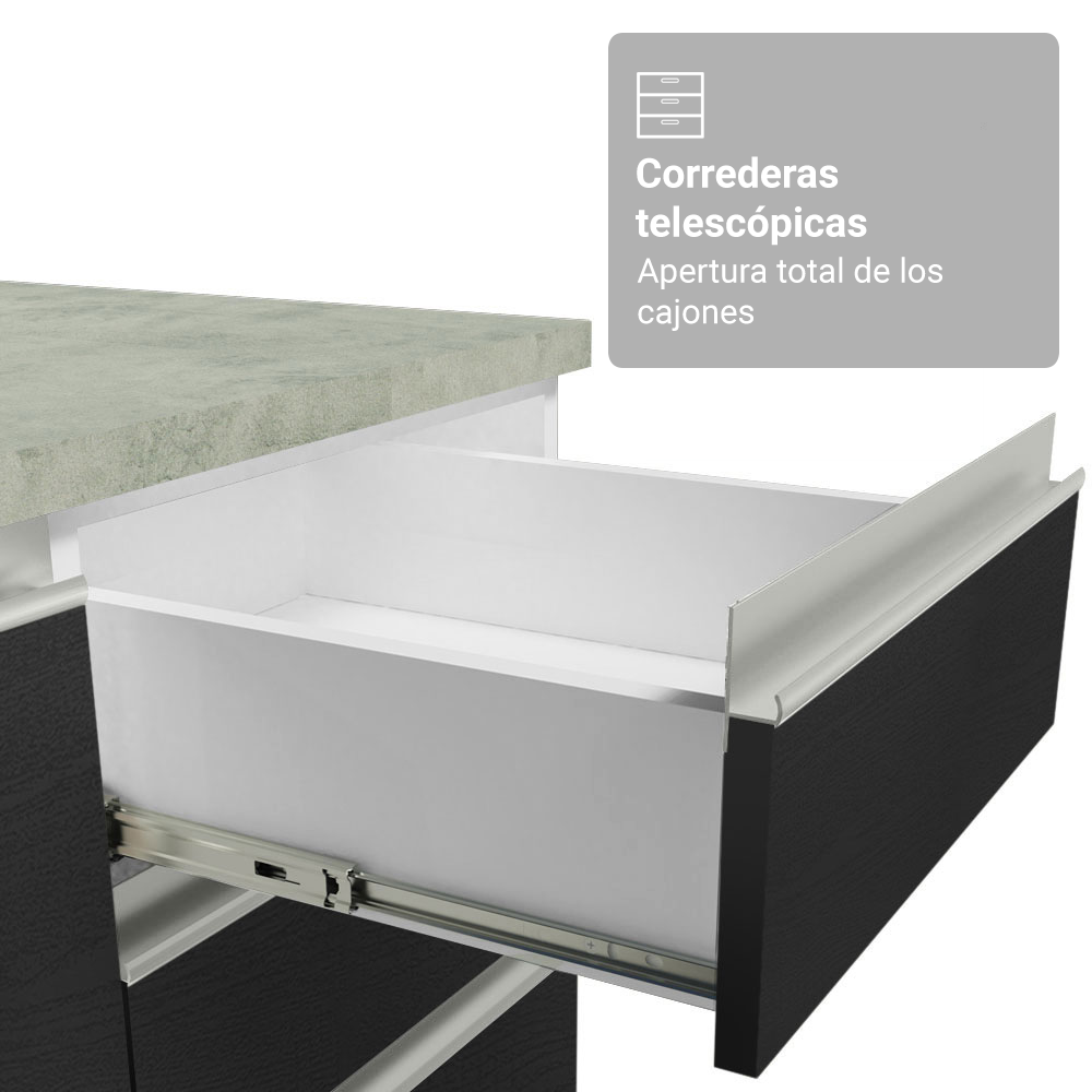 Combo completo de Cocina 270 cm Blanco/Negro Glamy Madesa