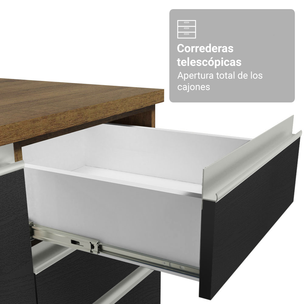 Combo completo de Cocina 270 cm Marrón/Negro Glamy Madesa