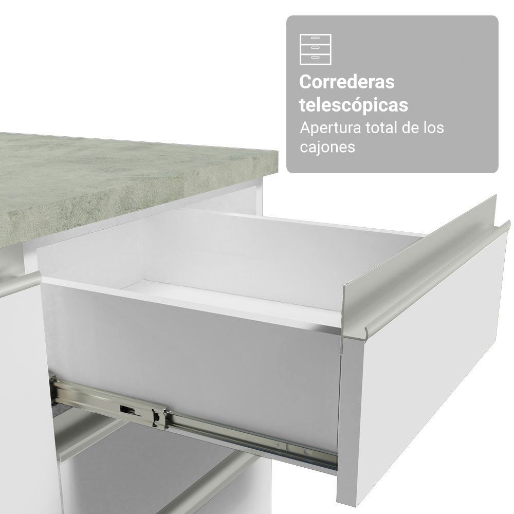 Combo completo de Cocina 270 cm Blanco Glamy Madesa