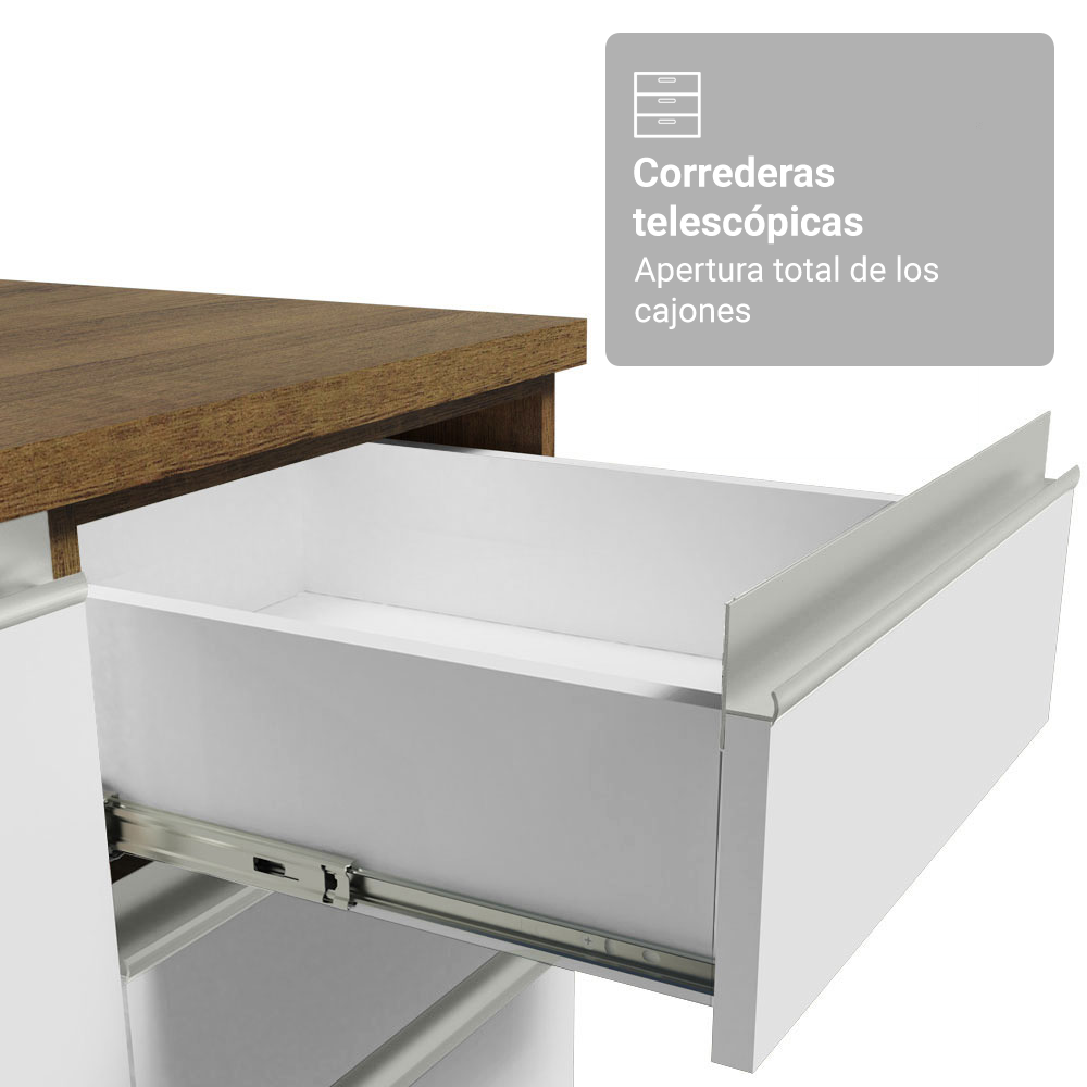 Combo completo de Cocina 270 cm Marrón/Blanco Glamy Madesa