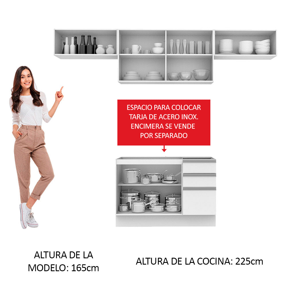Combo completo de Cocina 280cm Marina Madesa 01 - Blanco