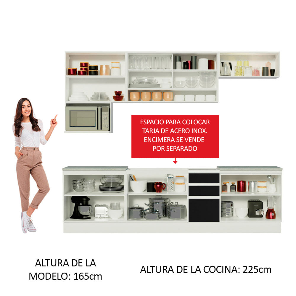 Combo completo de Cocina Madesa Glamy 280cm Blanco/Negro 4