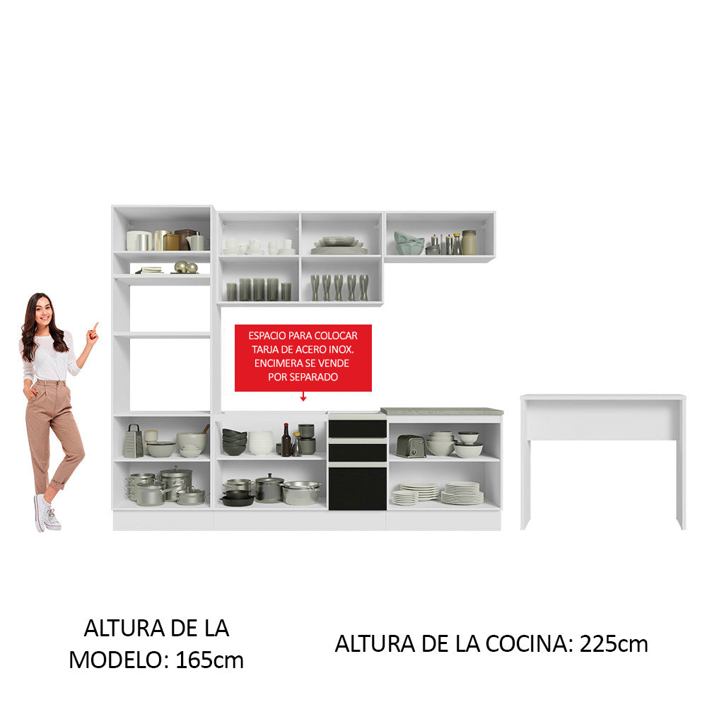 Combo completo de Cocina Madesa Glamy 315cm Blanco/Negro 02