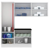 Kit Lavadero Madesa Acordes 100% MDF con Alacena, Bajo Mesada y Despensero Blanco Brillante