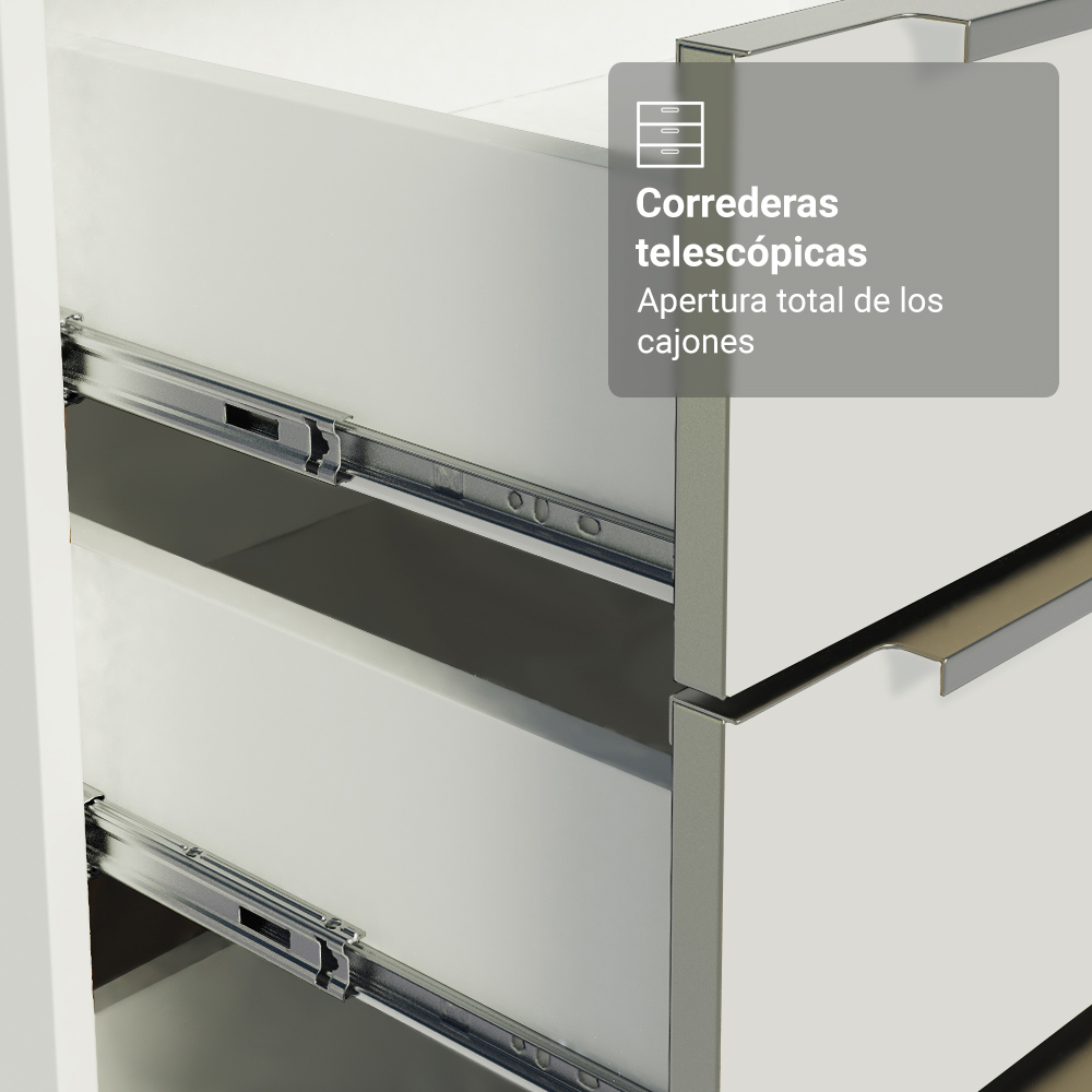 Cocina Compacta 190 cm con Cristalero 8 Puertas 3 Cajones Blanco Lux Madesa