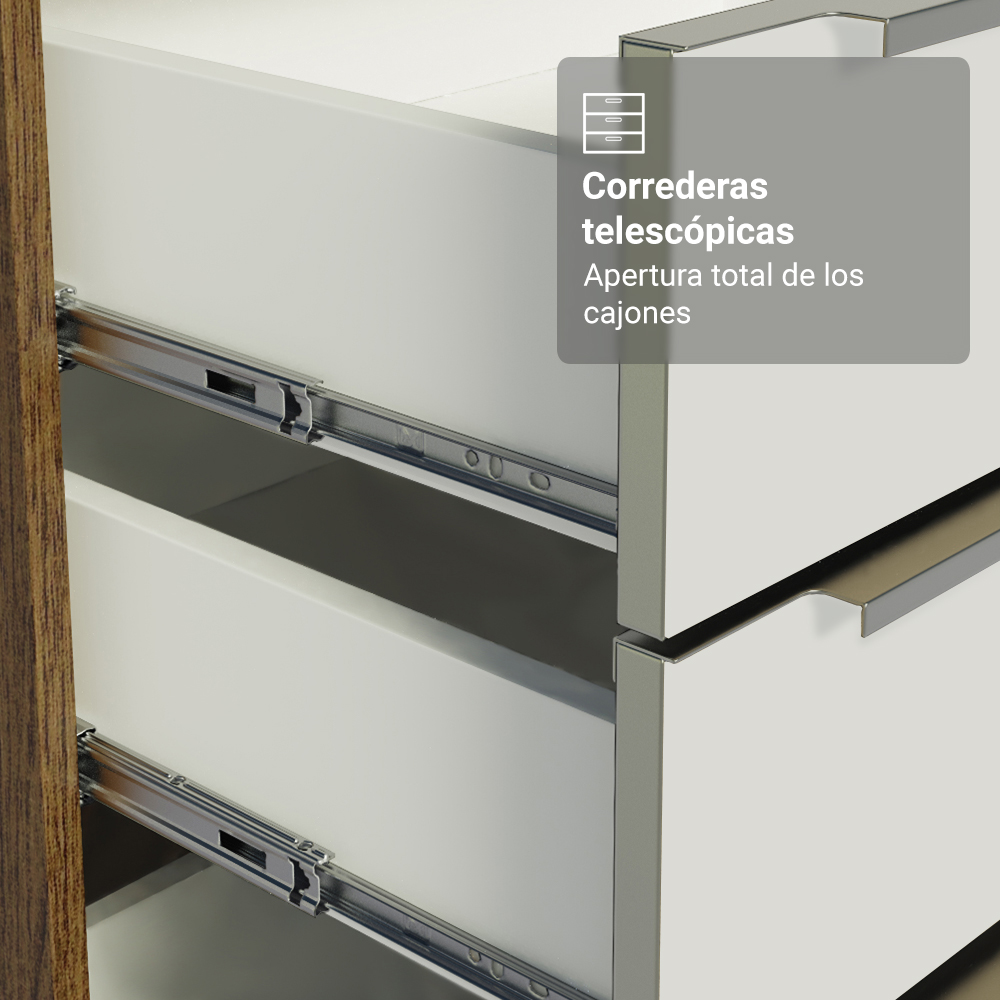 Cocina Compacta 190 cm con Cristalero 8 Puertas 3 Cajones Marrón/Blanco Lux Madesa