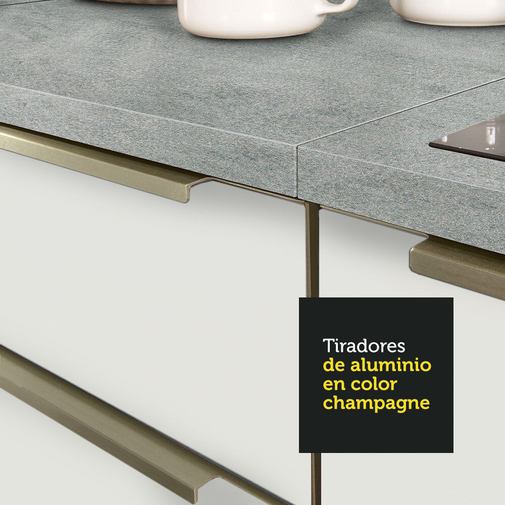Combo Completo de Cocina 240 x 60 cm Blanco/Blanco Aterciopelado Lux Madesa 02