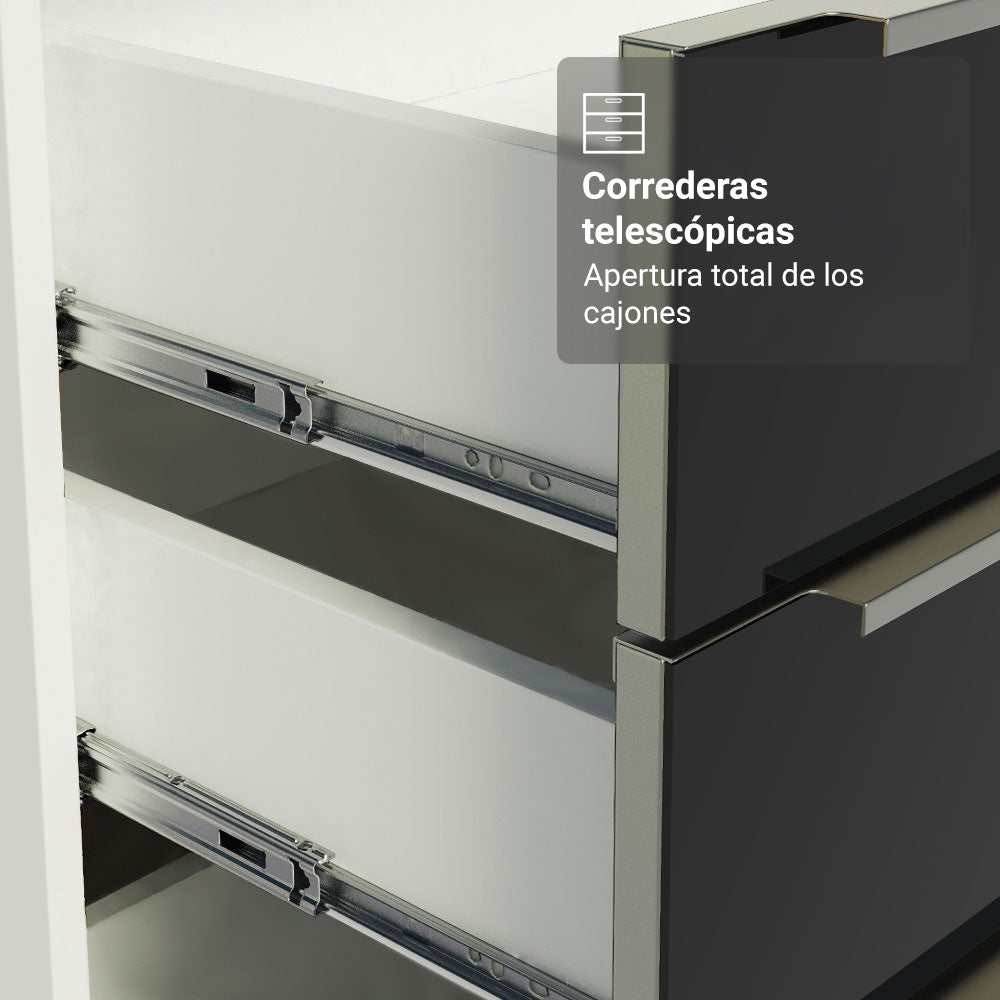 Combo completo de Cocina 240 cm Blanco/Negro Lux Madesa 09