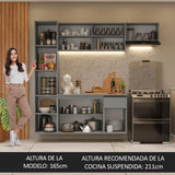 Cocina Compacta 220 cm Sin Patas Nice Gris 02