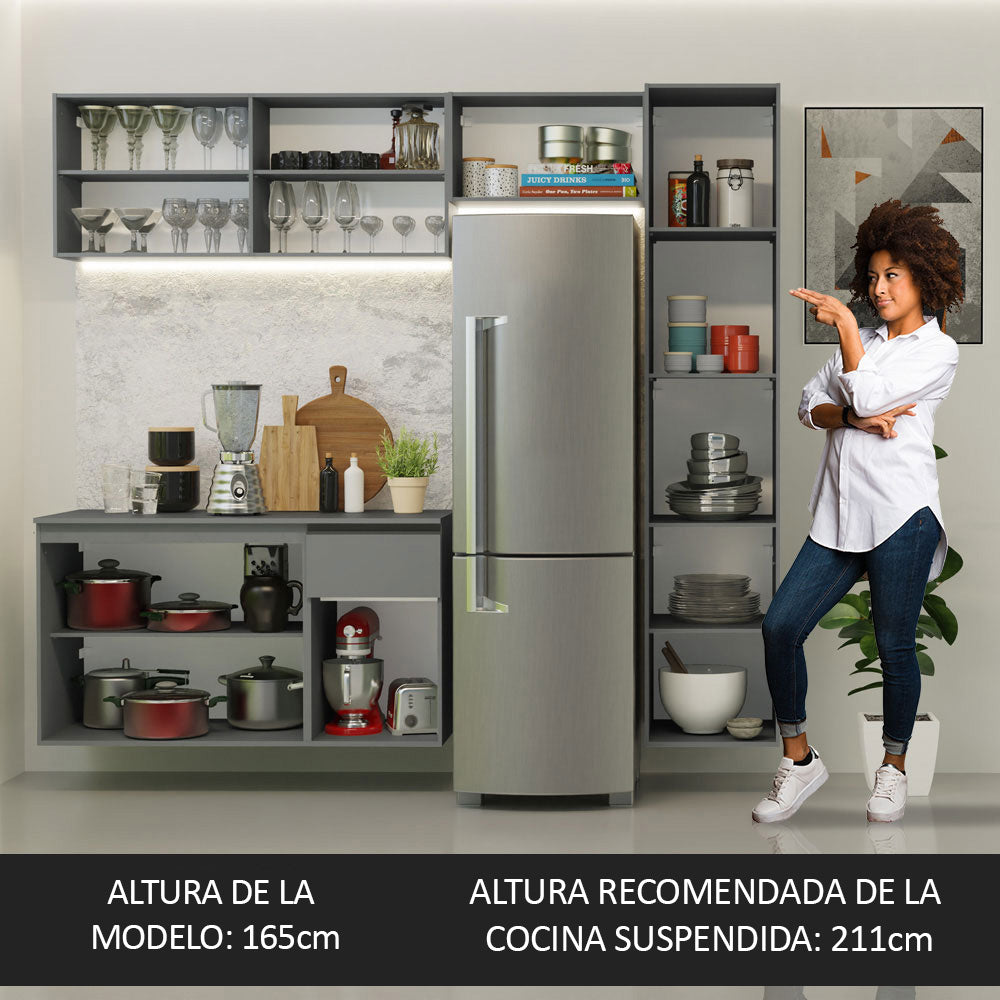 Cocina Compacta 220 cm Sin Patas Nice Gris 04