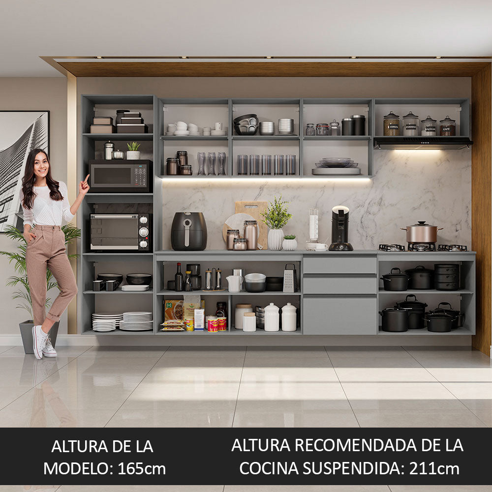 Combo de Cocina 320 cm Sin Patas Nice Gris 07