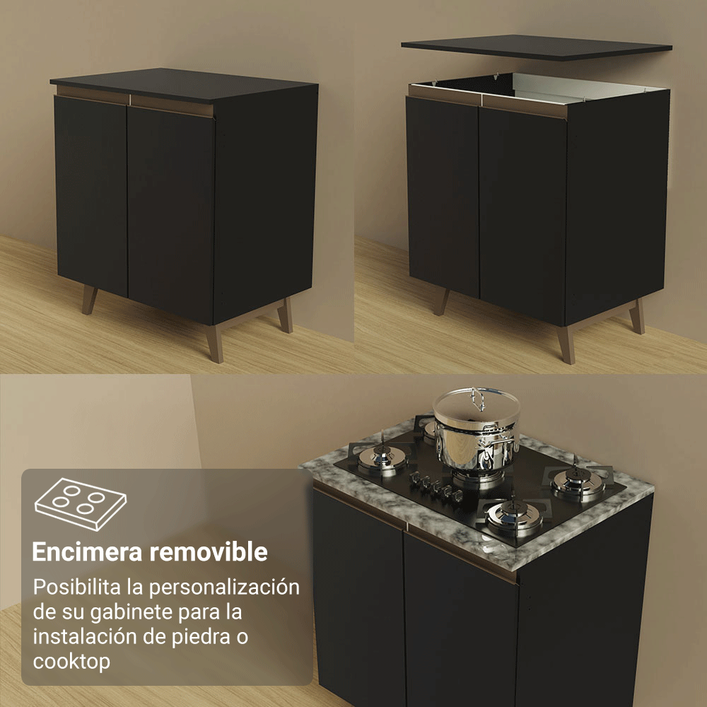 Kit de 2 Bajo Mesada Reims Madesa 2 Puertas 3 Cajones NN