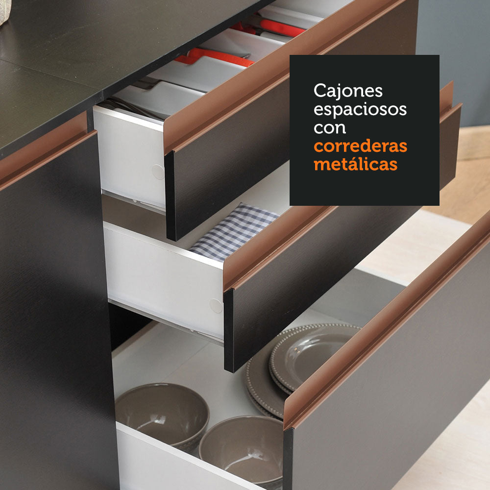 Combo de Cocina Compacta 180cm Negro Reims Madesa 01