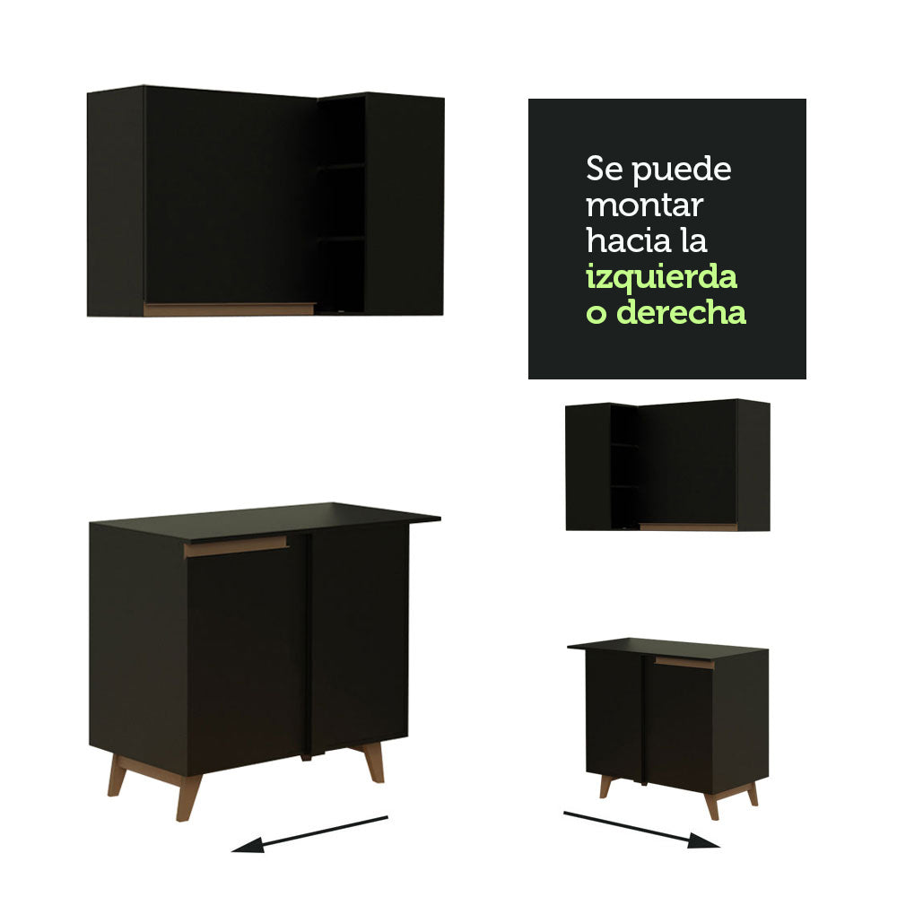 Cocina Compacta 180 cm Reims Negro 01