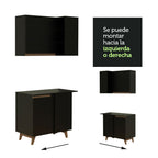 Cocina Compacta 180 cm 5 Puertas 3 Cajones Negro Reims Madesa