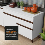Kit de 2 Bajo Mesada de Cocina 4 Puertas 1 Cajón (Con Tapa) Reims Blanco