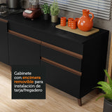 Kit de 2 Bajo Mesada de Cocina 4 Puertas 1 Cajón (Con Tapa) Reims Negro