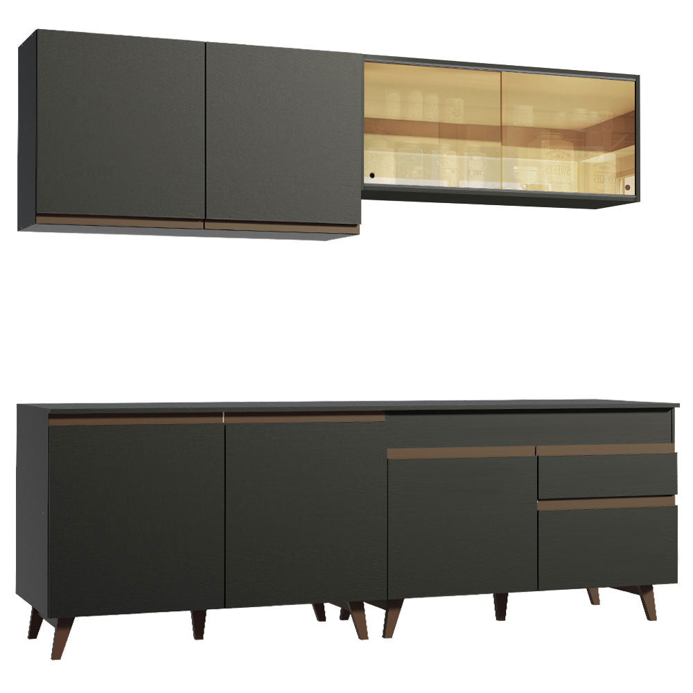 Combo completo de Cocina 240cm Negro Reims Madesa 01