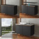 Kit com 3 Bajo Mesada Reims Madesa 2 Puertas 6 Cajones NN