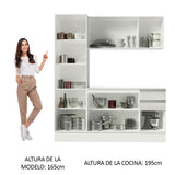 Cocina Compacta Smart 100% MDF Puertas Brillante 170 cm 8 Puertas 2 Cajones (Con Mesada) Blanco Madesa
